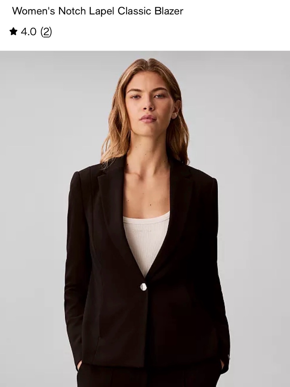 Calvin Klein Black Notch Lapel Single-Button Blazer